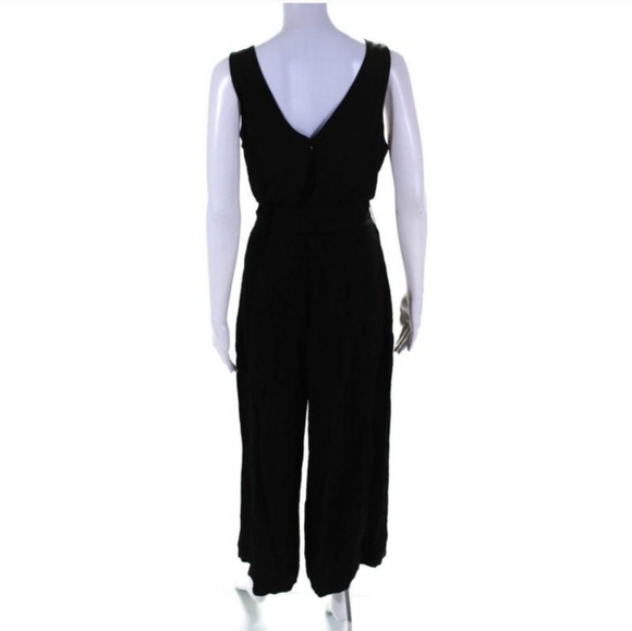 Everlane Black The City Stripe Draped Jumpsuit Size 8 - Picture 6 of 7